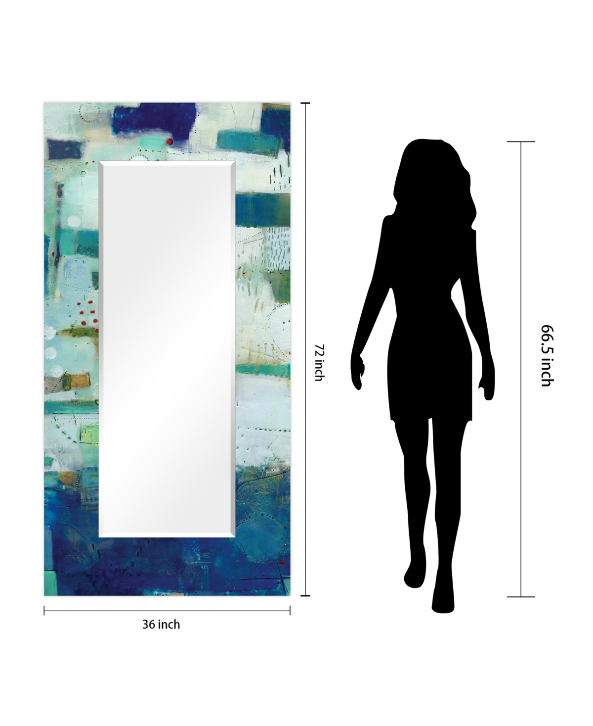Empire Art Direct 'Crore I' Rectangular On Free Floating Printed Tempered Art Glass Beveled Mirror,