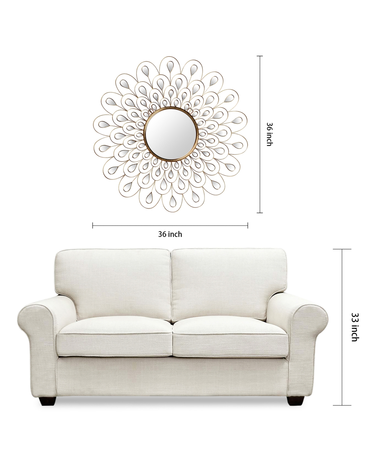 Empire Art Direct 'Flower Burst' Bling Round Wall Mirror, - Gold-Tone