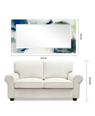 'Ephemeral' Rectangular On Free Floating Printed Tempered Art Glass Beveled Mirror, 54" x 28"