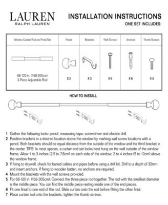 Welford 1" Adjustable Window Curtain Rod and Finial 23 Piece Set, 66"-120"