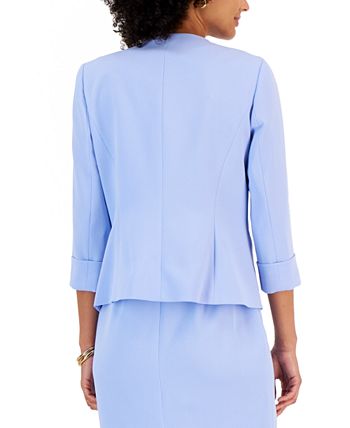 Kasper Petite Stretch Crepe Open Front Roll Sleeve Jacket Macy s