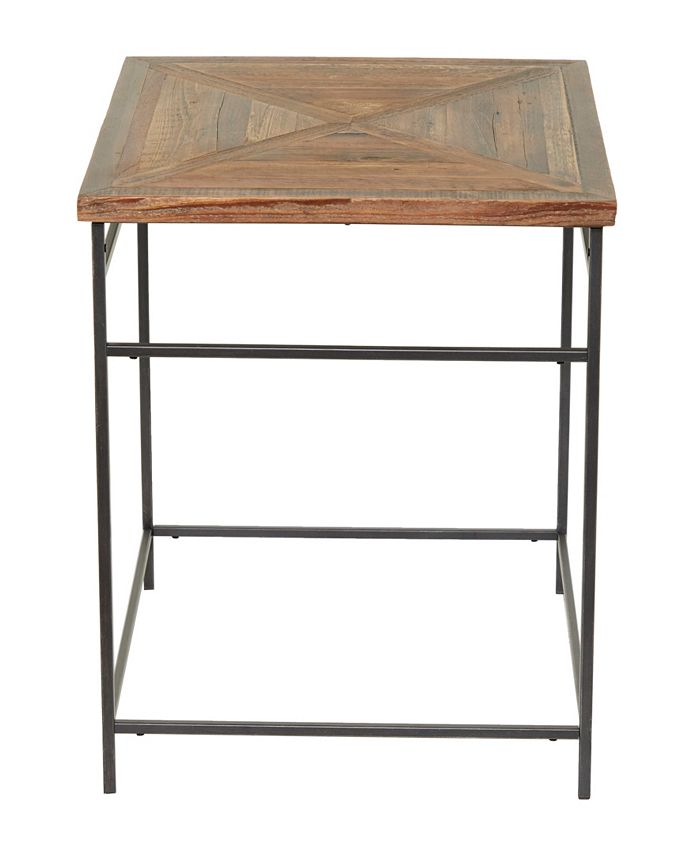 Rosemary Lane Metal Rustic Accent Table with Wood Top, 24" x 24" x 24