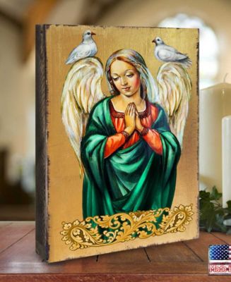 Icon Praying Angel Wall Art on Wood 8"