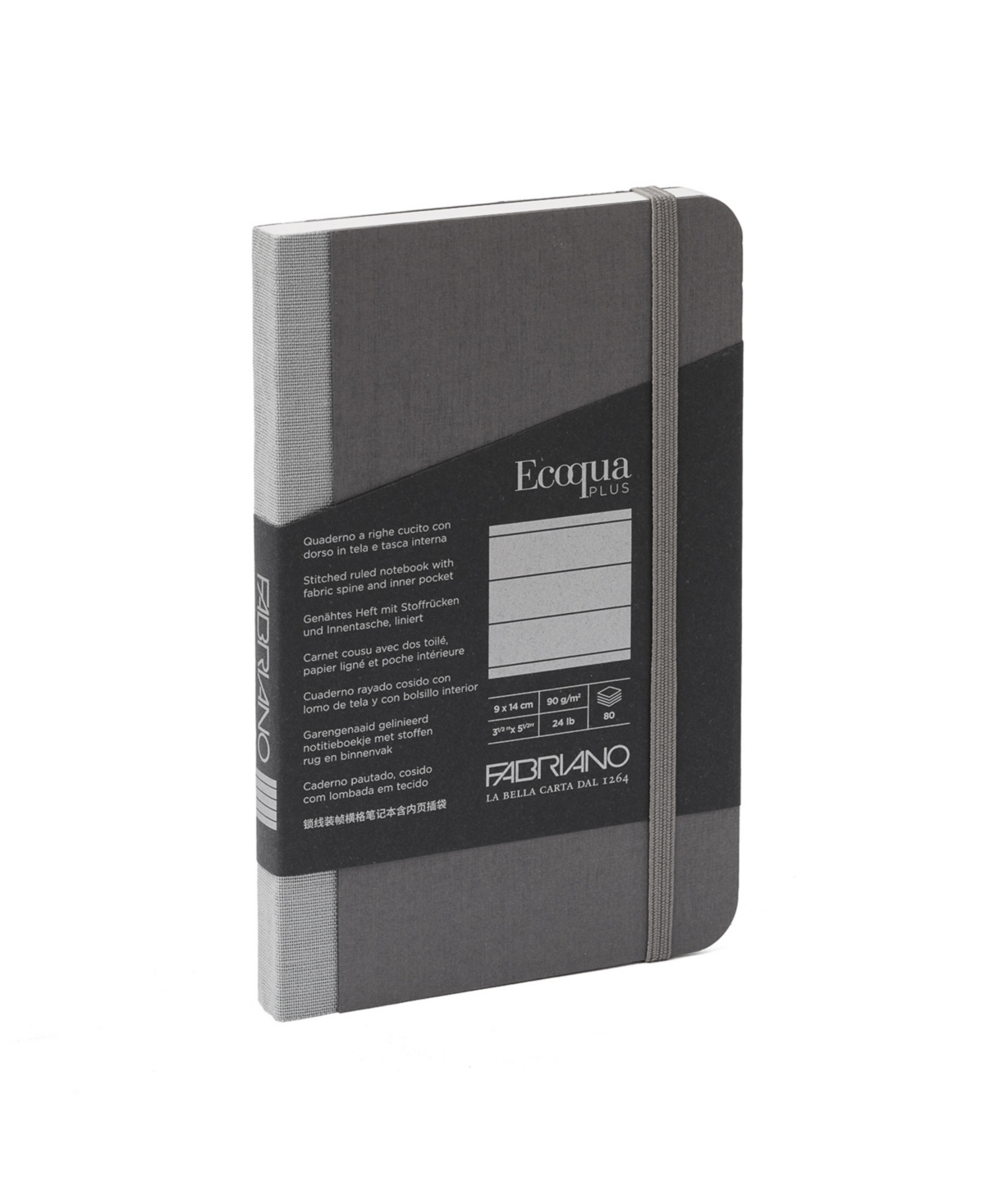 Ecoqua Plus Fabric Bound Lined Notebook, 3.5" x 5.5" - Gray