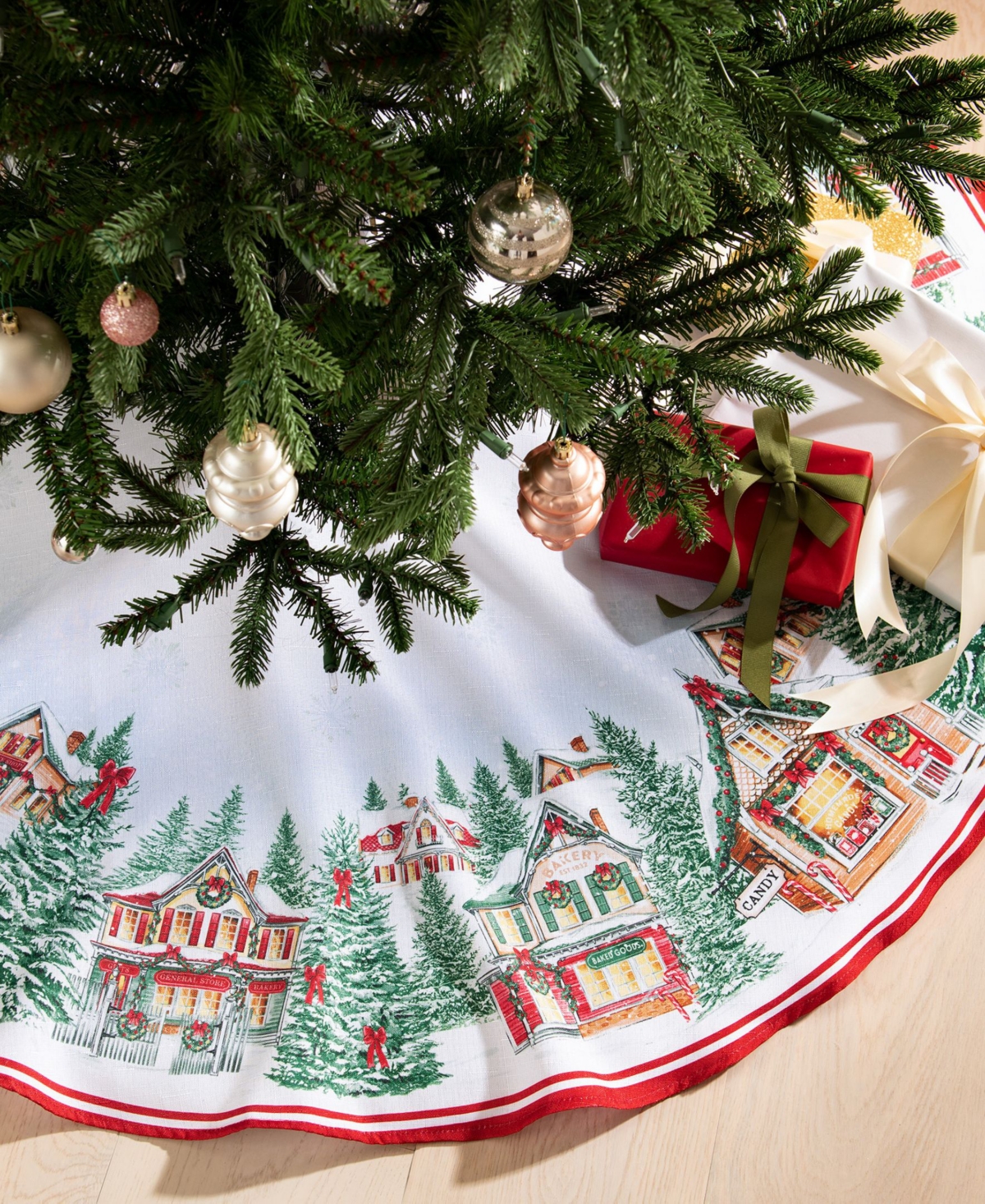 Elrene Storybook Christmas Village Holiday Tree Skirt In Multi