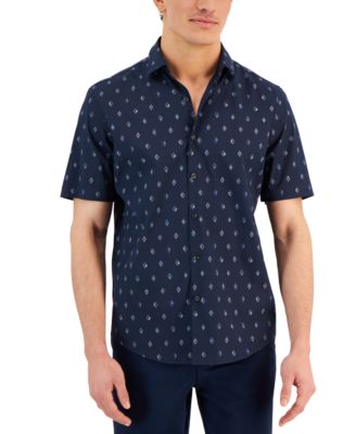 Alfani - Men's Fulano Classic-Fit Geo-Print Button-Down Poplin Shirt