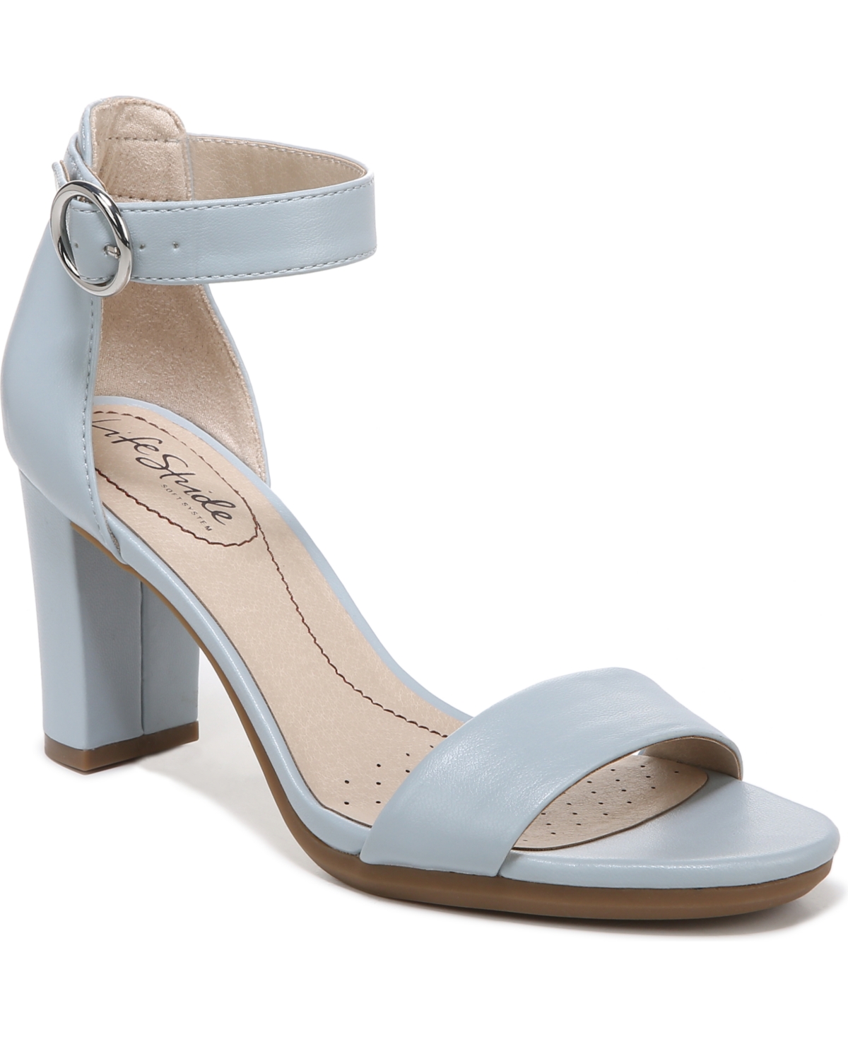 Lifestride Averly City Sandals In Pearl Blue Faux Leather