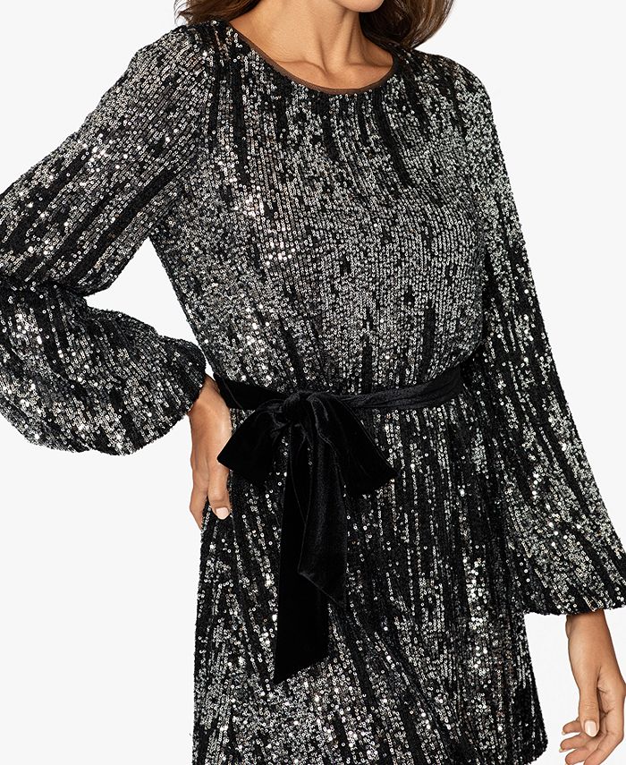 Betsy & Adam Women's Chiffon Overlay Sequin Lace Dress Blue Size 14W main image 0