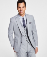 Bar Iii Men's Slim-Fit Wool Sharkskin Suit Jacket, Created for Macy's - Light Grey