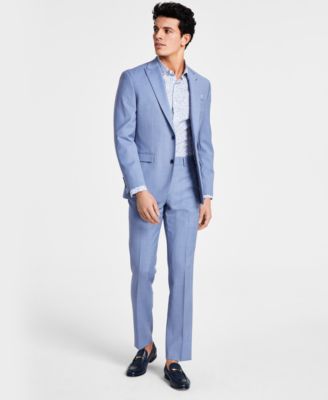 Bar Iii Men's Slim-fit Wool Sharkskin Suit Jacket, Created For Macy's In Blue