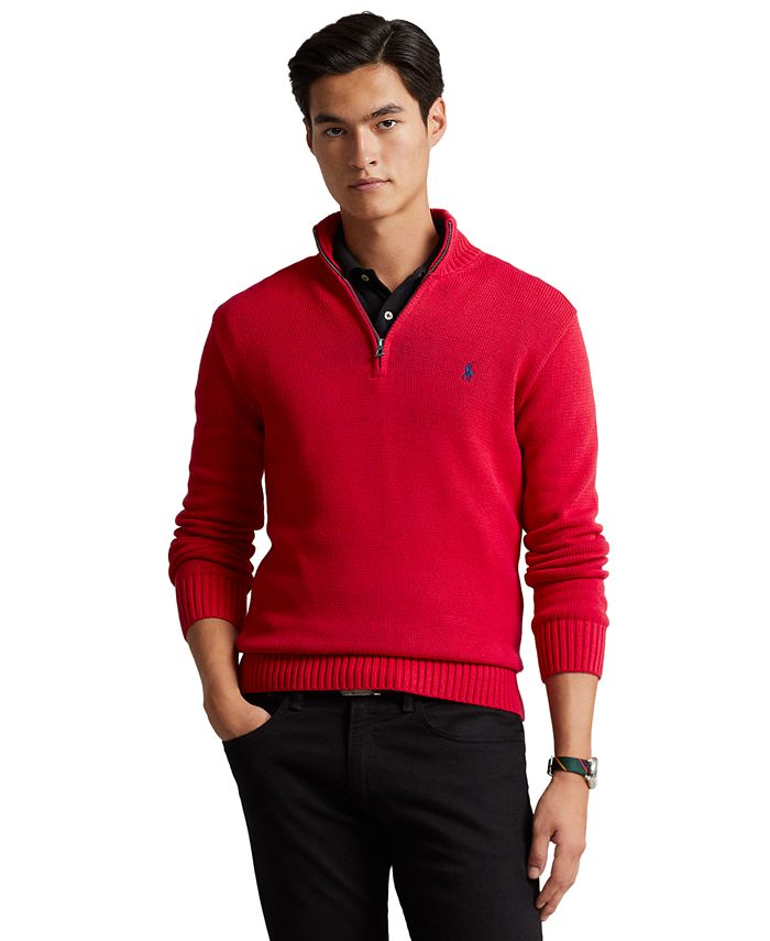 Polo Ralph Lauren Men's Cotton Quarter-Zip Sweater - Macy's