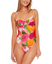 Women's Sunny Bloom Underwire One-Piece Swimsuit, Created for Macy's