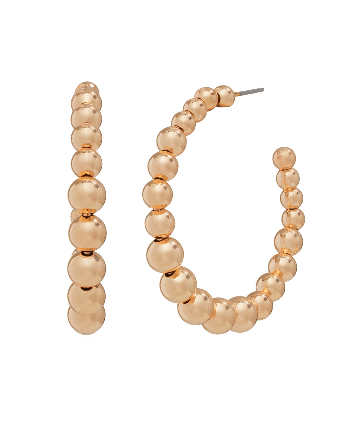Steve Madden Ball Chain Hoop Earrings In Gold-tone