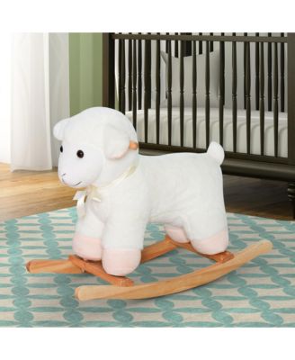Lamb Rocking Horse Sheep for Kids, Wooden Plush,