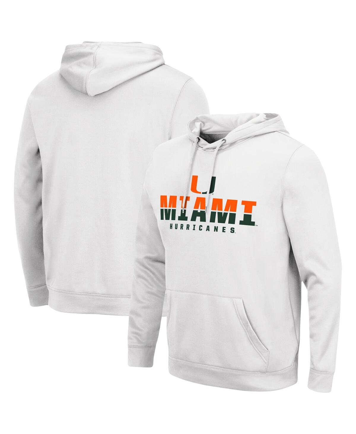 Men's ColosseumMiami Hurricanes Lantern Pullover Hoodie - White