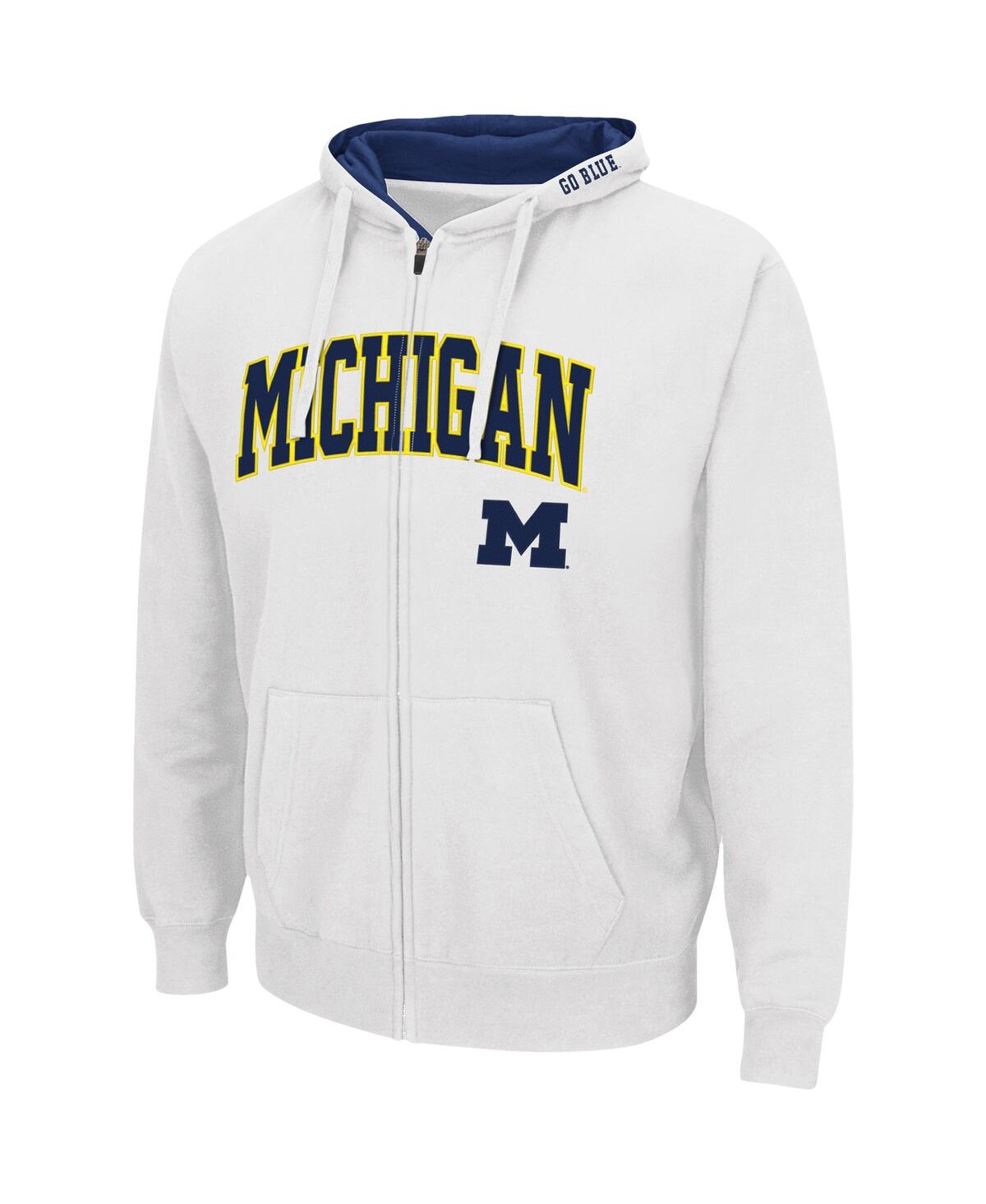 Shop Colosseum Men's  White Michigan Wolverines Arch And Logo 3.0 Full-zip Hoodie