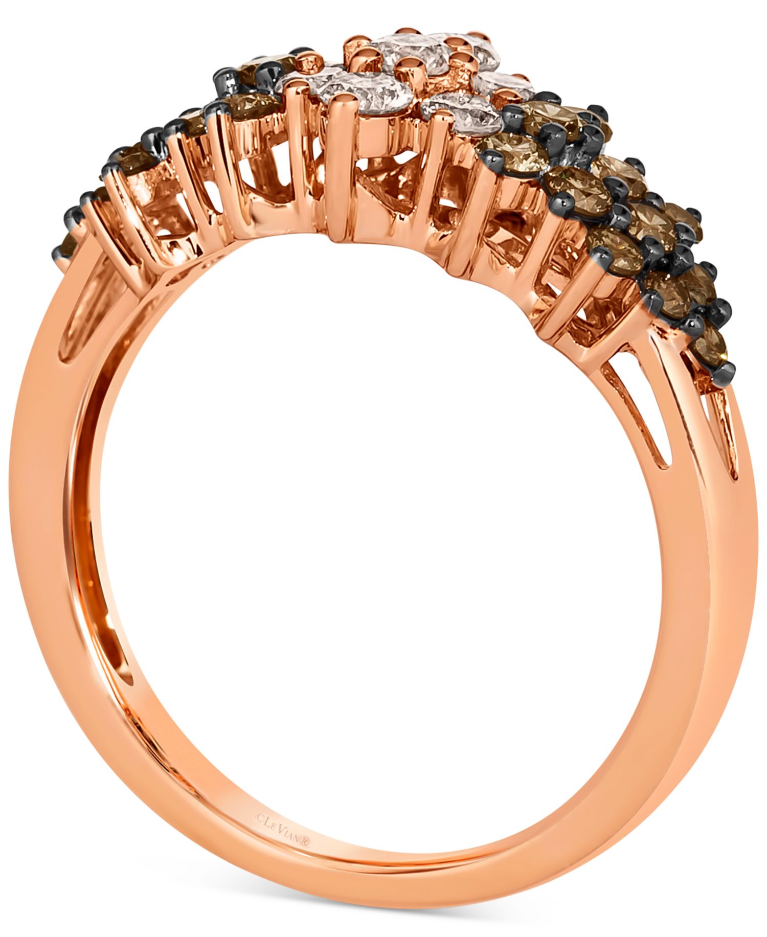 Chocolate Ombr&eacute; Diamond Cluster Ring (1 ct. t.w.) in 14k Rose Gold, White Gold or Yellow Gold
