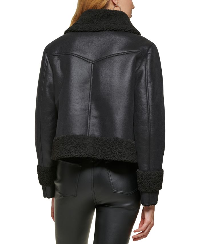 DKNY Jeans Women's MixedMedia Moto Jacket & Reviews Jackets