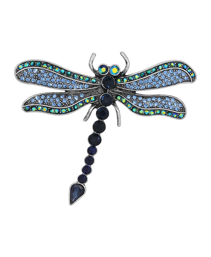 2028 Silver-Tone Ab Glass Stone Dragonfly Pin - Macy's