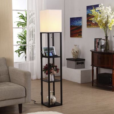 Maxwell 63" LED Shelf Lamp with USB Port and Power Outlet