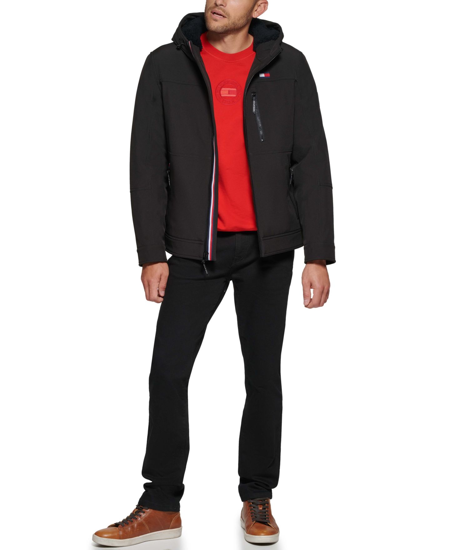 Мужская куртка Tommy Hilfiger Sherpa-Lined Softshell Hooded, цвет: Чёрный — фото 6