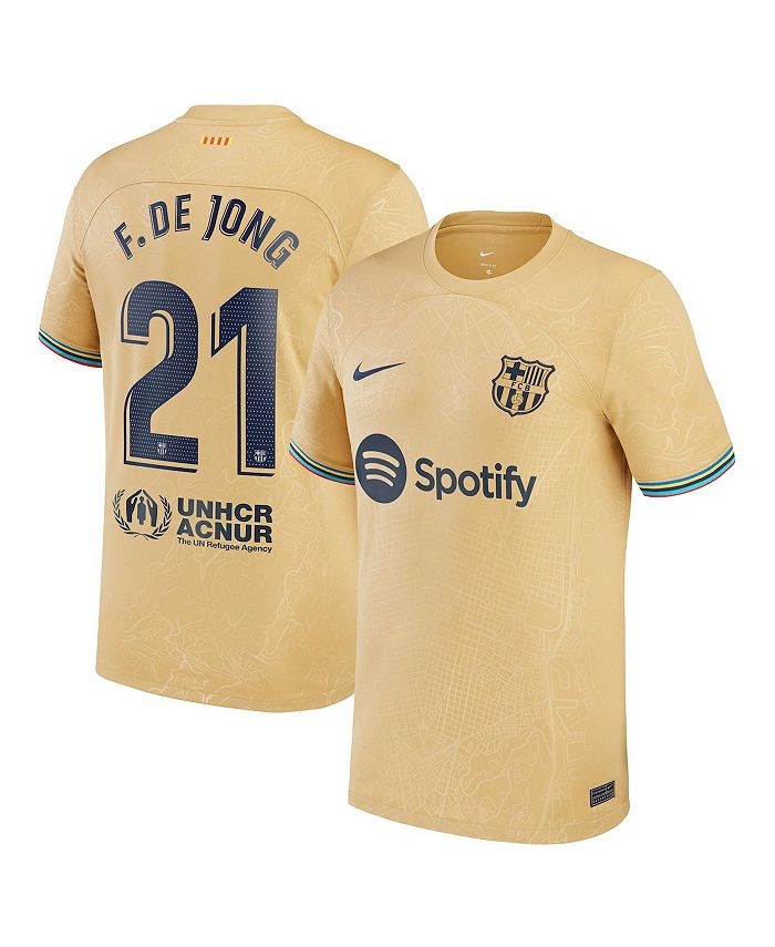 Nike Men's Frenkie de Jong Yellow Barcelona 2022/23 Away Replica Player ...