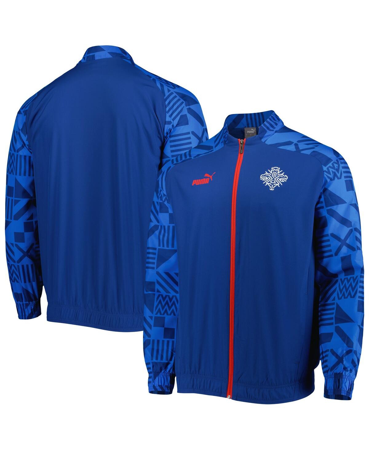 Shop Puma Men's  Light Blue Iceland National Team Pre-match Raglan Full-zip Training Jacket