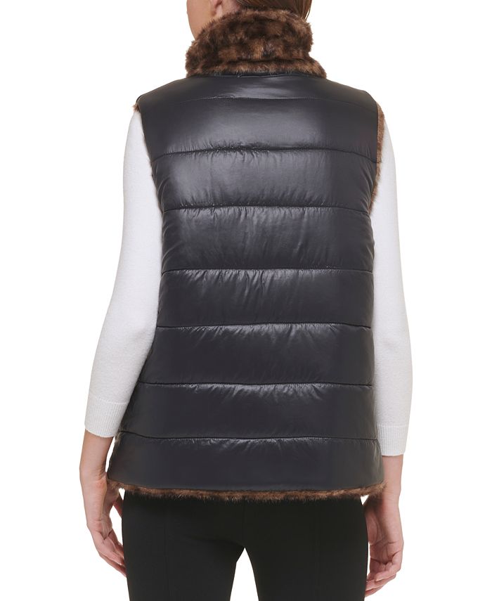Stand Collar Faux Fur Vest