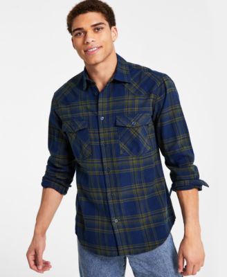 CRWTH - Men's Hatchet Regular-Fit Plaid Flannel Western Shirt