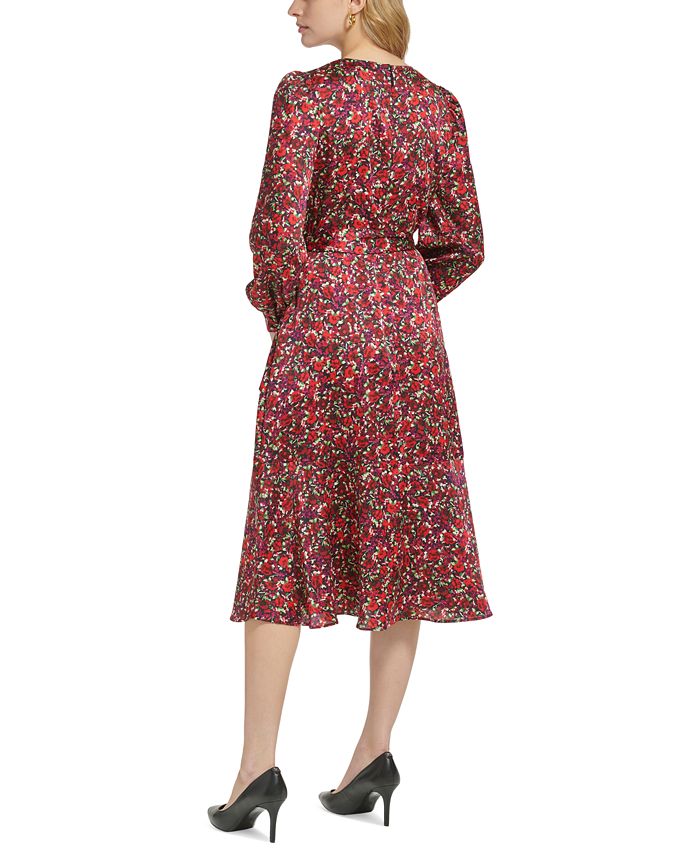 KARL LAGERFELD PARIS Women's PuffedShoulder FauxWrap Dress Macy's