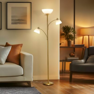 Sky Dome Double 72" LED Torchiere Floor Lamp with Adjustable Arms