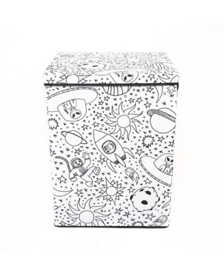Kid&#39;s Coloring Space Print Hamper with Lid and 4 Washable Markers Set