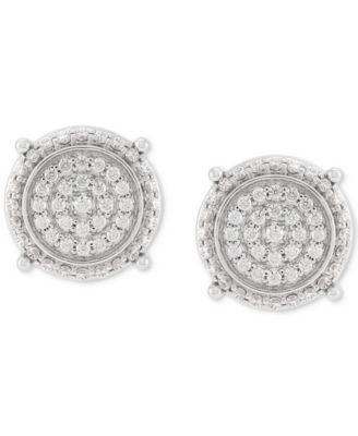 Men's Lab Grown Diamond Cluster Stud Earrings (1/2 ct. t.w.) in 10k White Gold  