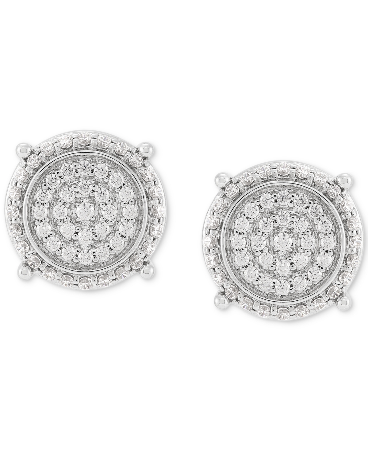 Grown With Love Men's Lab Grown Diamond Cluster Stud Earrings (1/2 ct. t.w.) in 10k- White Gold