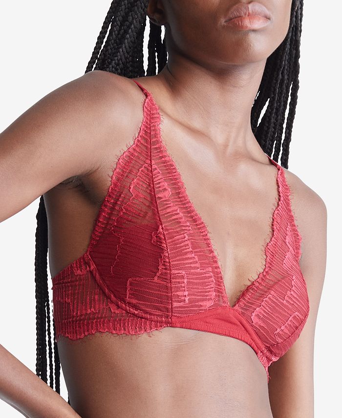 Calvin Klein Women's Linear Lace Lightly Lined Triangle Bra QF6951 - Macy's