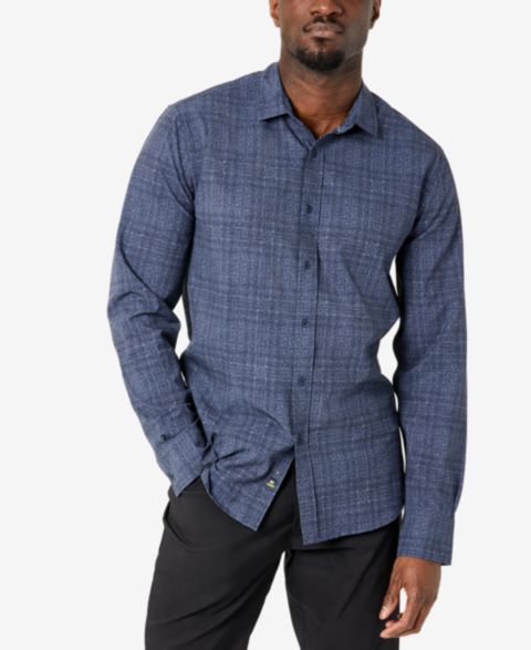 Мужская рубашка Kenneth Cole Slim Fit Performance, цвет: Тёмно-синий клетчатый