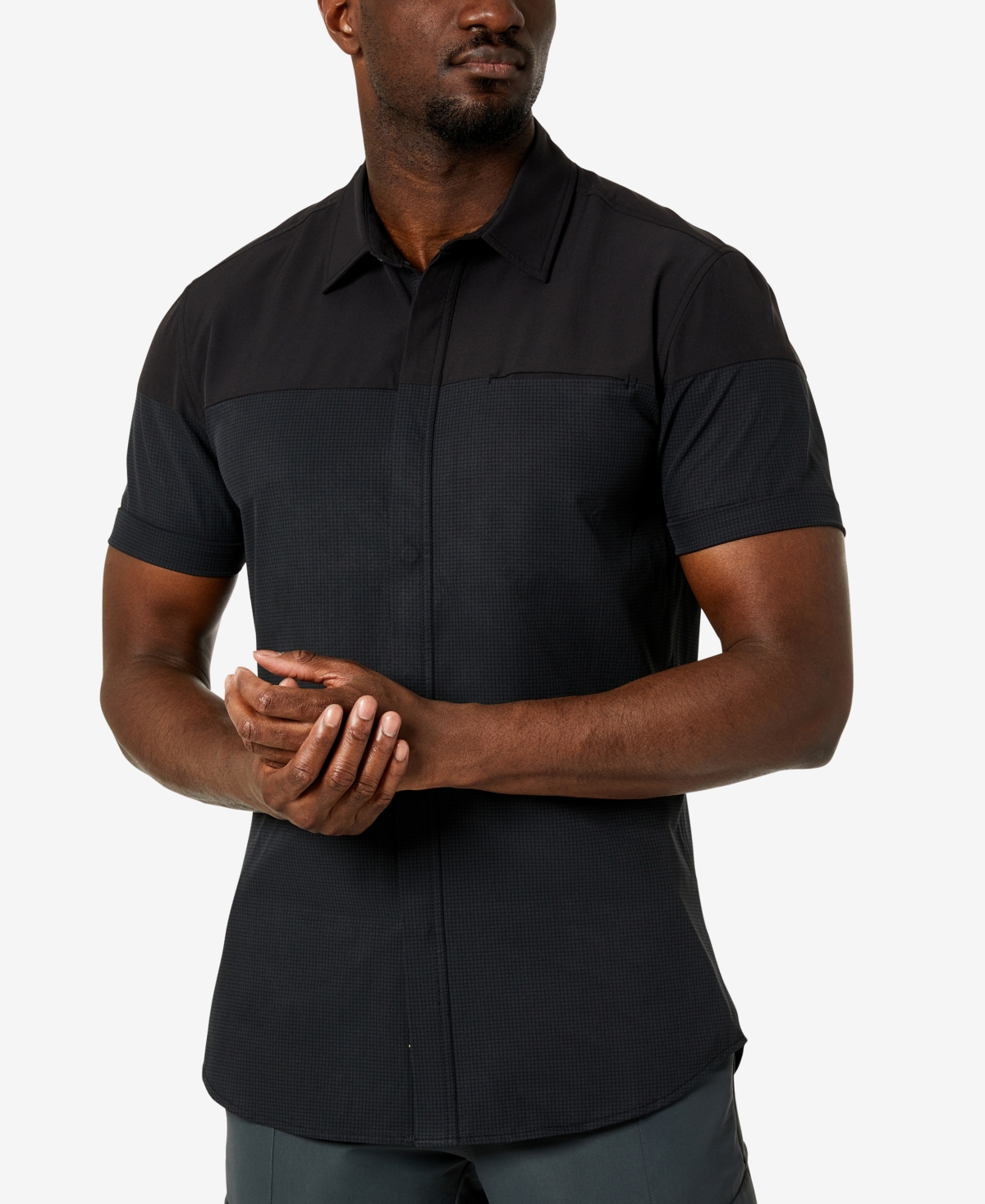 Kenneth Cole Men's Performance Short-sleeve Sportshirt In Black