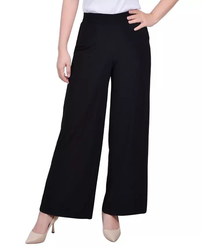 Petite Short Mid Rise Pull On Wide-Leg Palazzo Pant