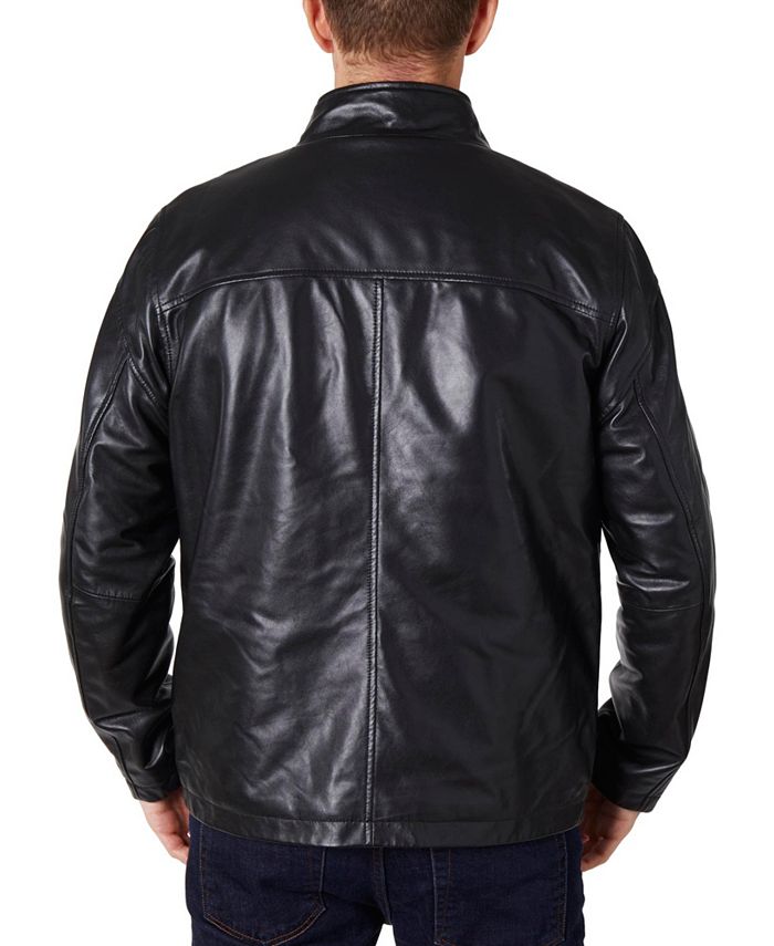 Perry Ellis Men's Zipper Leather Moto Jacket & Reviews Coats
