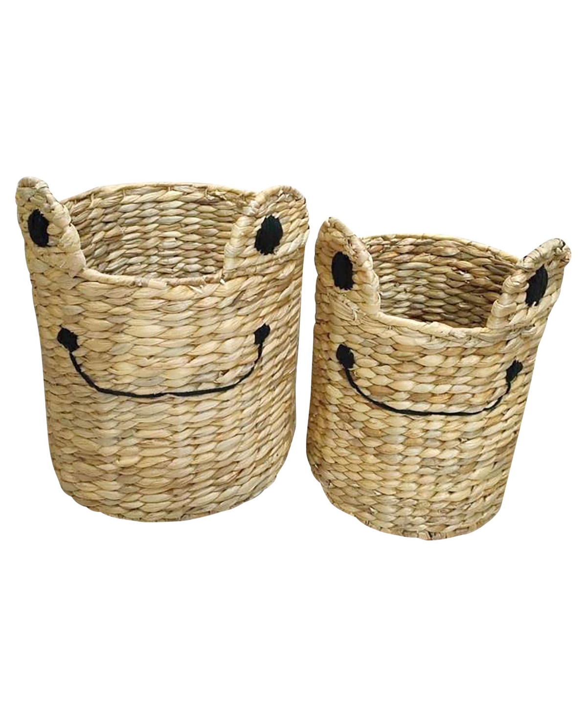 Round Untapered Frog Baskets, Set of 2 - Natural
