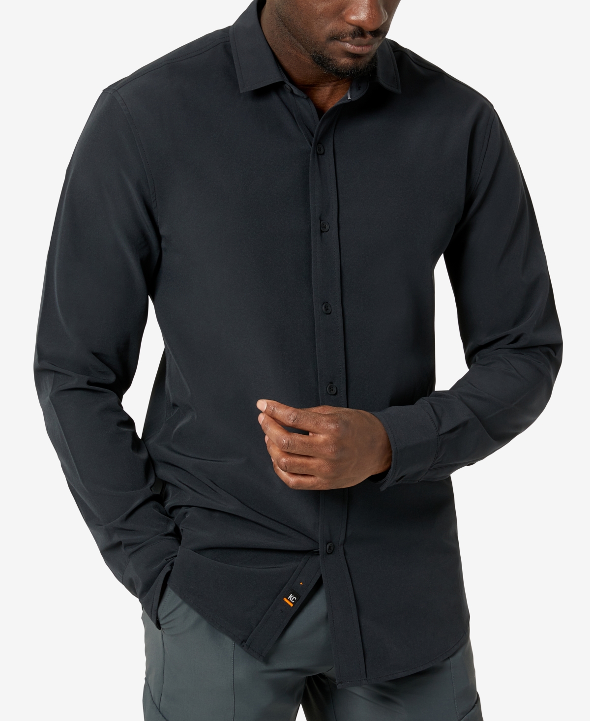 Shop Kenneth Cole Men's Solid Slim Fit Performance Shirt In Black