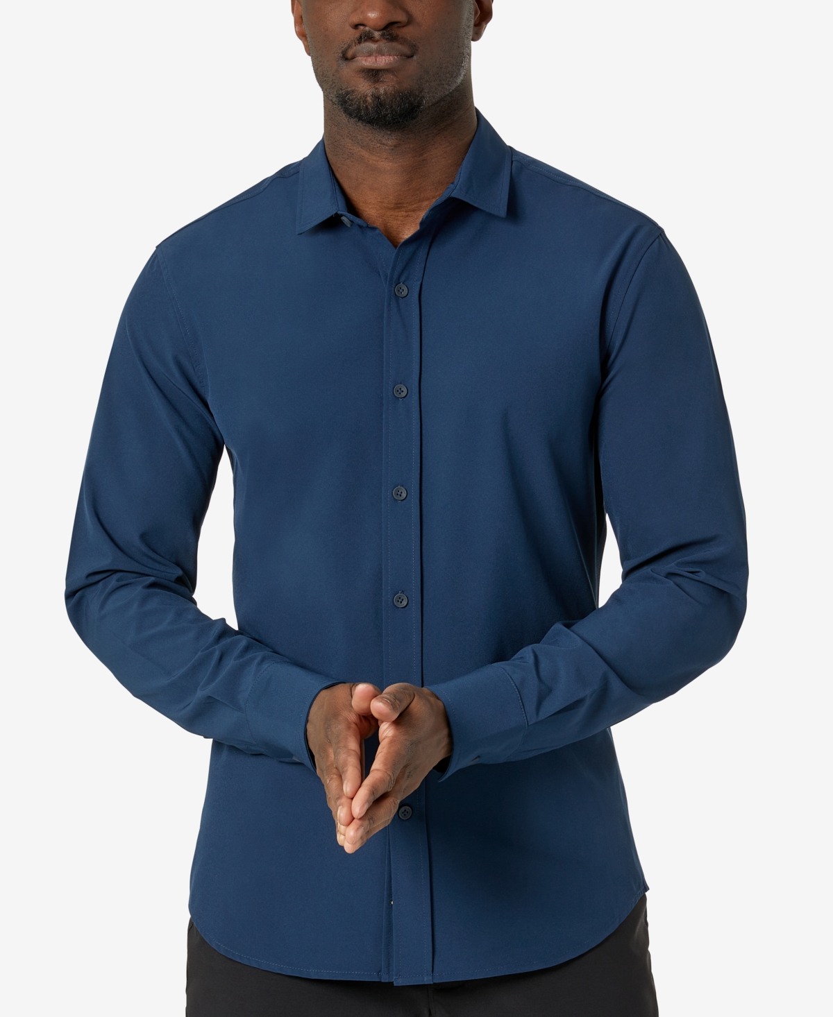 Shop Kenneth Cole Men's Solid Slim Fit Performance Shirt In Navy