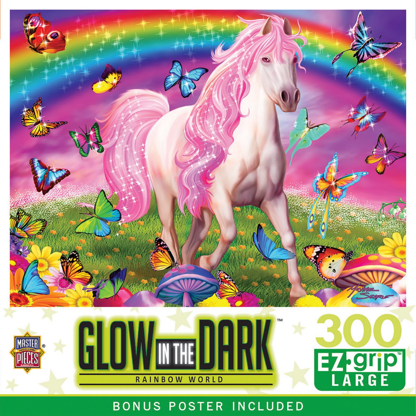 Детский пазл MasterPieces Puzzles Rainbow World Glow-in-the-Dark 300-Piece Puzzle, Ages 8+, цвет: Разноцветный — фото 1