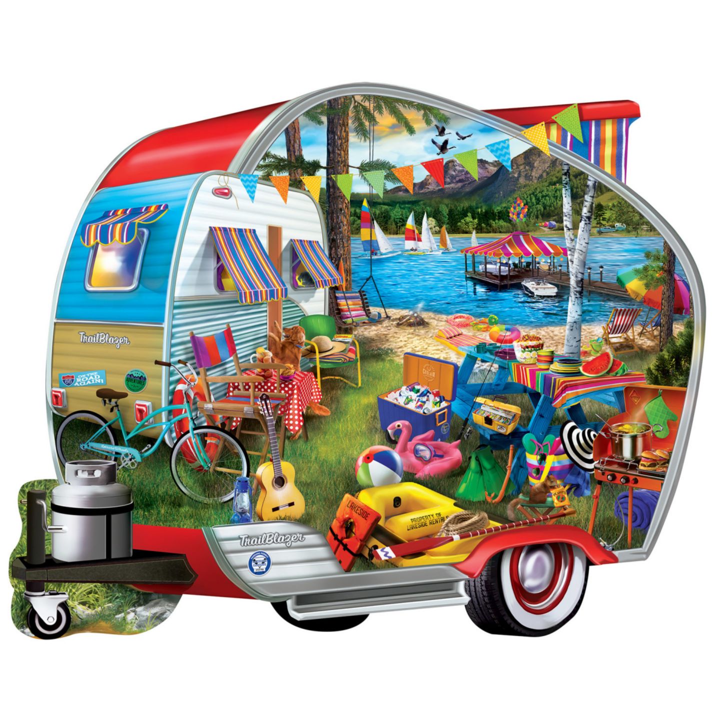 Детские игрушки MasterPieces Puzzles Shapes - Happy Campers 1000 Piece Shaped Jigsaw Puzzle, цвет: Разноцветный — фото 2
