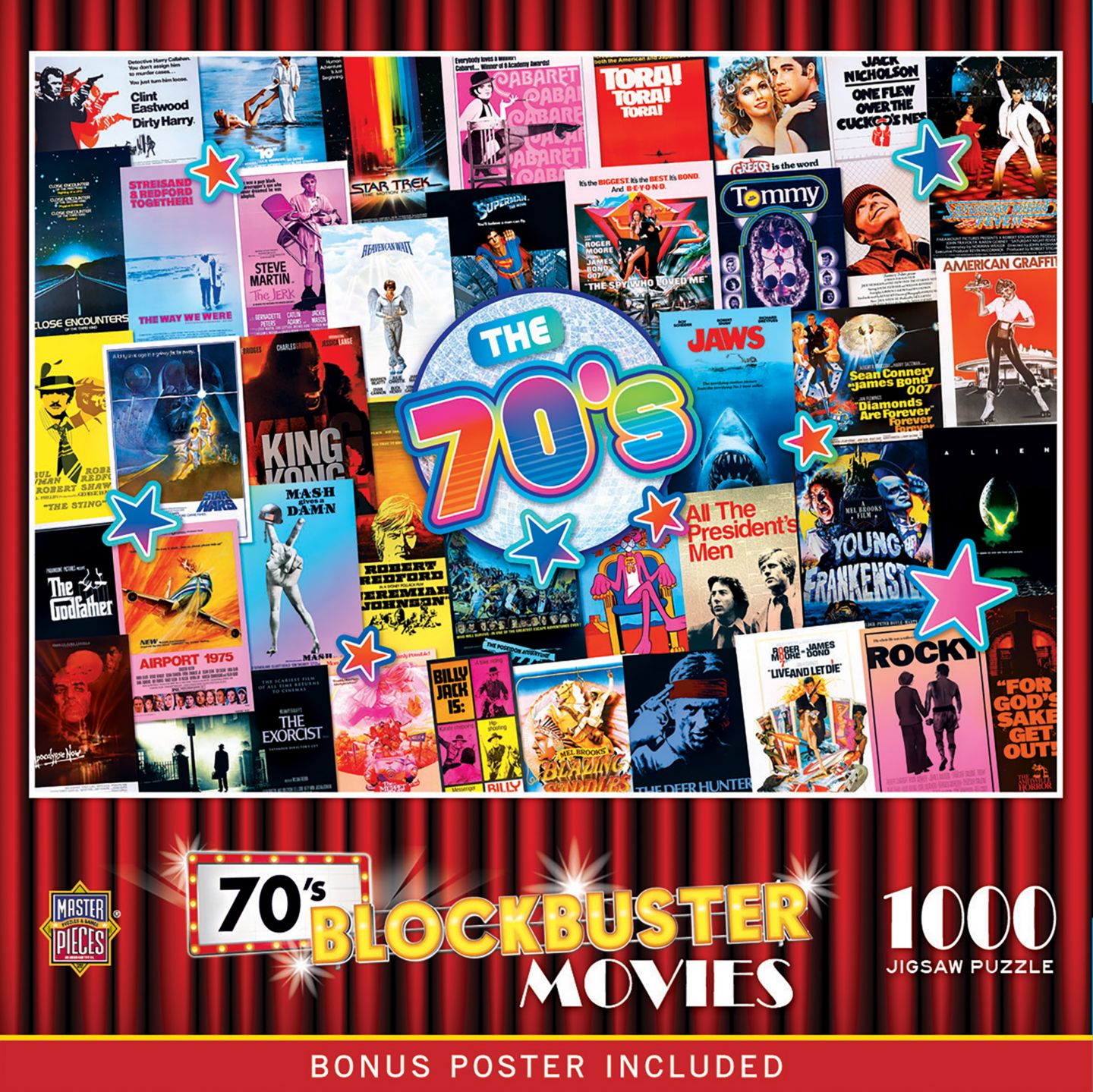 Детский пазл MasterPieces Puzzles 70's Blockbusters 1000-Piece Jigsaw Puzzle, Ages 14+, цвет: Разноцветный — фото 1