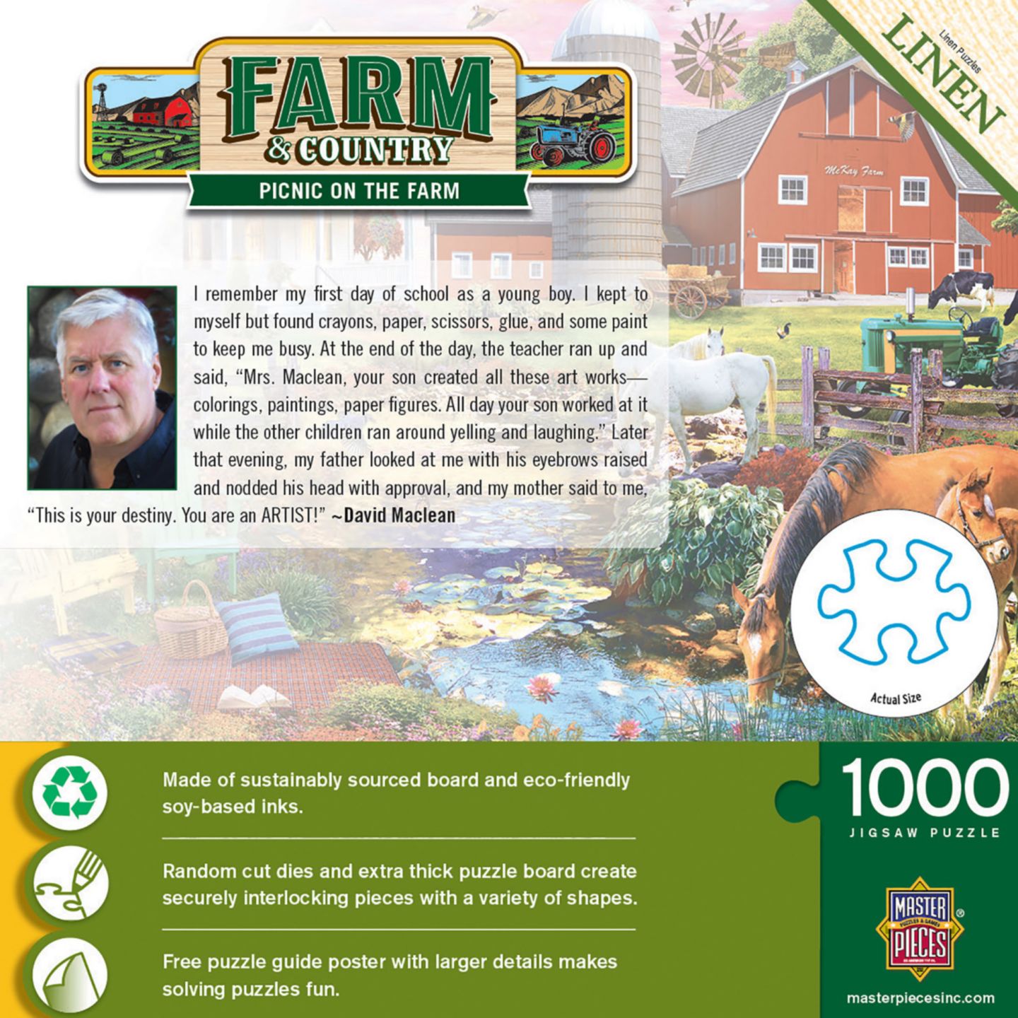 Детская игрушка MasterPieces Puzzles MasterPieces Farm & Country - Picnic on the Farm 1000 Piece Puzzle, цвет: Разноцветный — фото 3