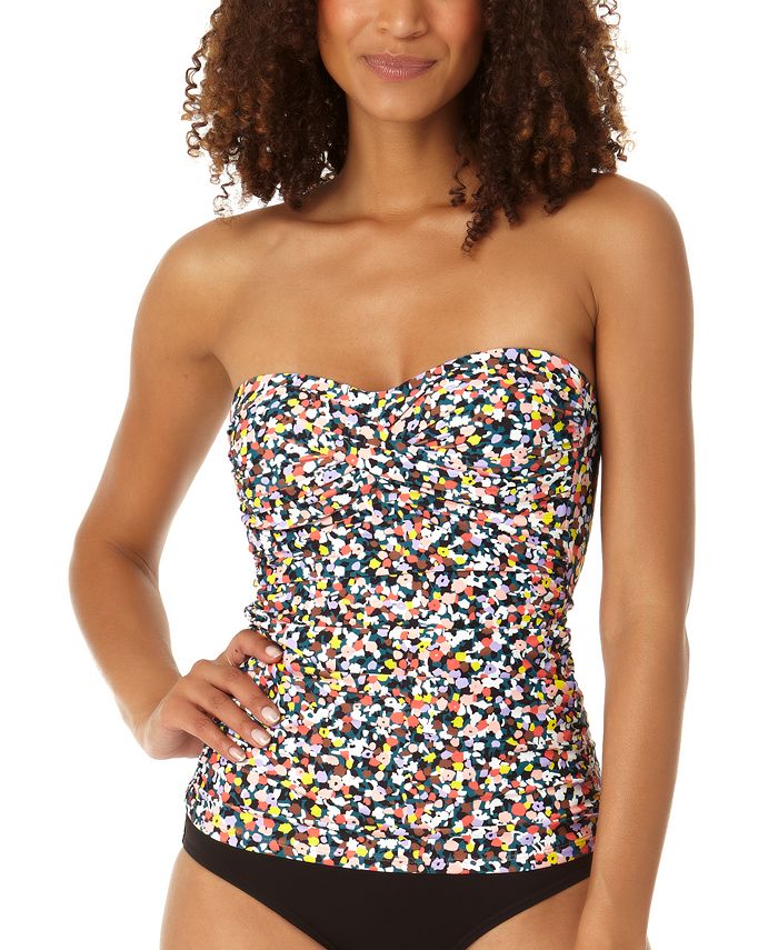 Twist Front Shirred Bandeau Swimsuit