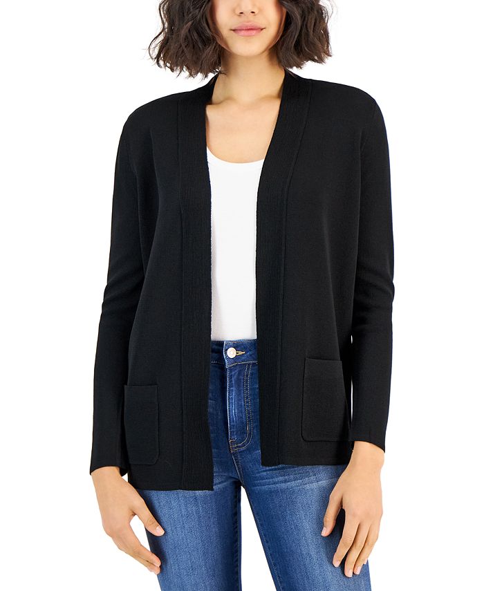 Jones New York Women's Open Front Cardigan with Ribbed Placket and Patch  Pockets & Reviews - Women - Macy's