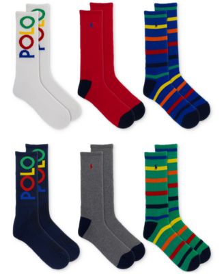 Polo Ralph Lauren - Men's Rainbow Polo Crew Socks, 6-Pack