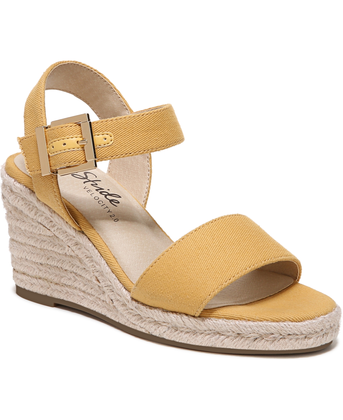 Shop Lifestride Tango Wedge Espadrilles In Yellow Fabric Canvas